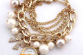 Golden Watch Pearls Bracelet Watch