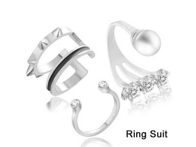 Rhinestone Korean Style Open Rings